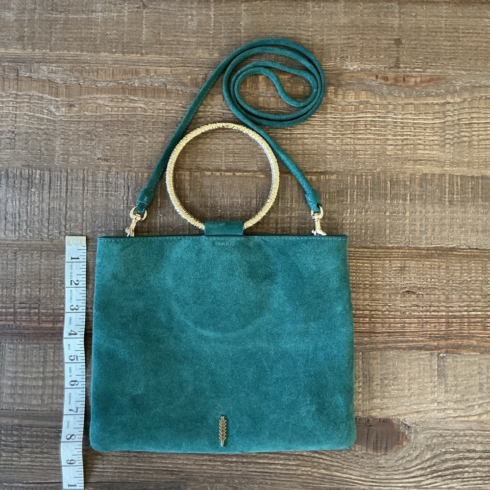 Thacker Le Pouch Leather Bag with Hammered Gold Ring Handles or Crossbody - Picture 5 of 11